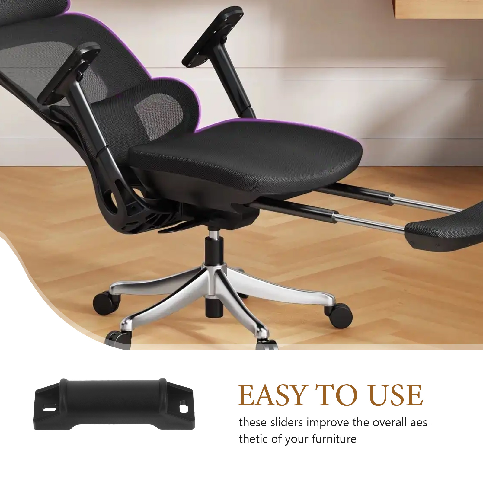 Gaming Desk With Hutch - 4 個デスクチェアフットレストスライダー便利なシートフットレストアタッチメントオフィスチェア交換部品人間工学に基づいたオフィスシートスライダー