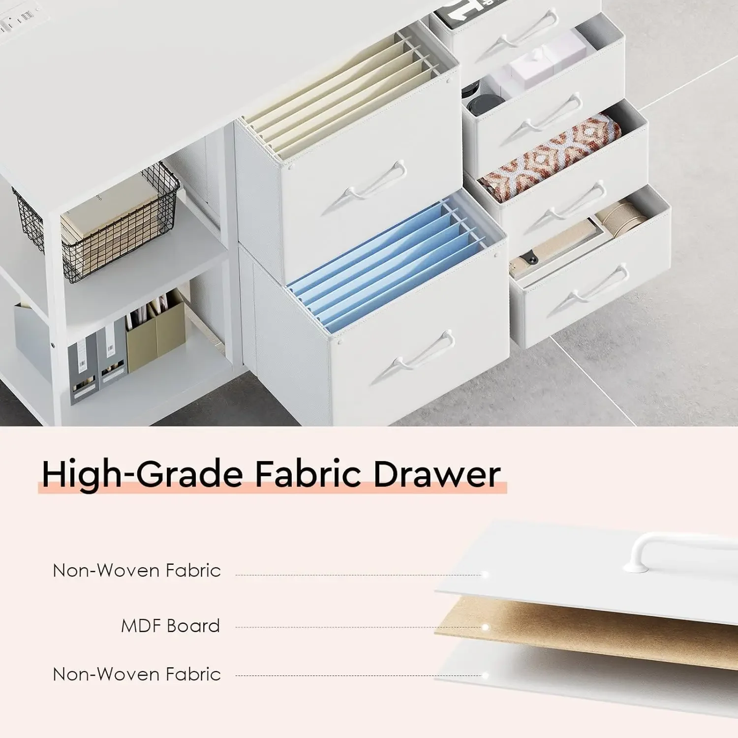 充電ステーション付きローリングプリンタースタンド、6段引き出 - File Cabinet Lateral のレビューと価格