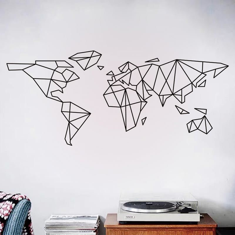 幾何学的な世界地図ウォールステッカー寝室の装飾ステッカーホー - Office Furniture World のレビューと価格