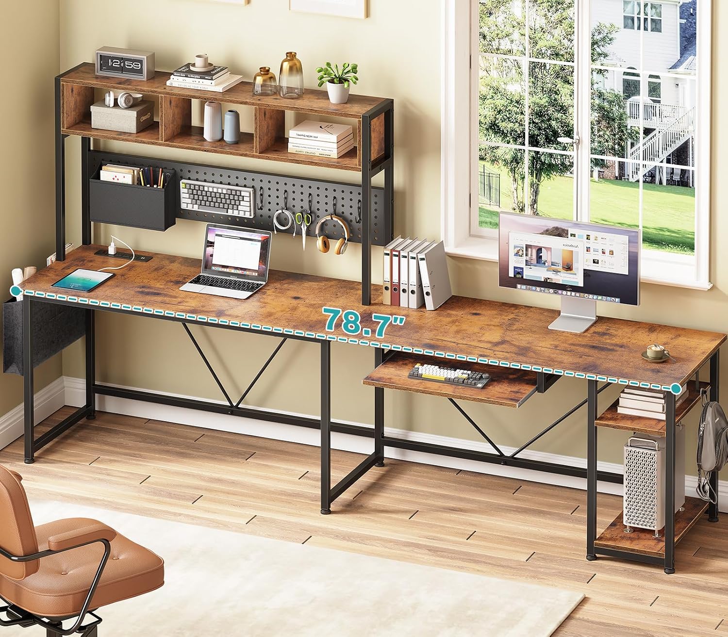 L字型ゲーミングデスク（収納棚付き）、57.5インチの可動式 - Gaming Desk With Hutch のレビューと価格