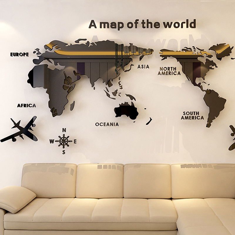 世界地図ウォールステッカー 3D アクリルミラーステッカー三 - Office Furniture World のレビューと価格