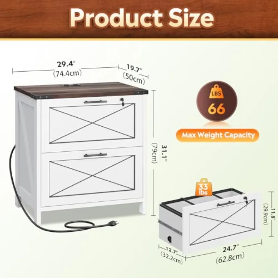 木製横型ファイルキャビネット、2段引き出しファイルキャビネッ - File Cabinet Lateral のレビューと価格