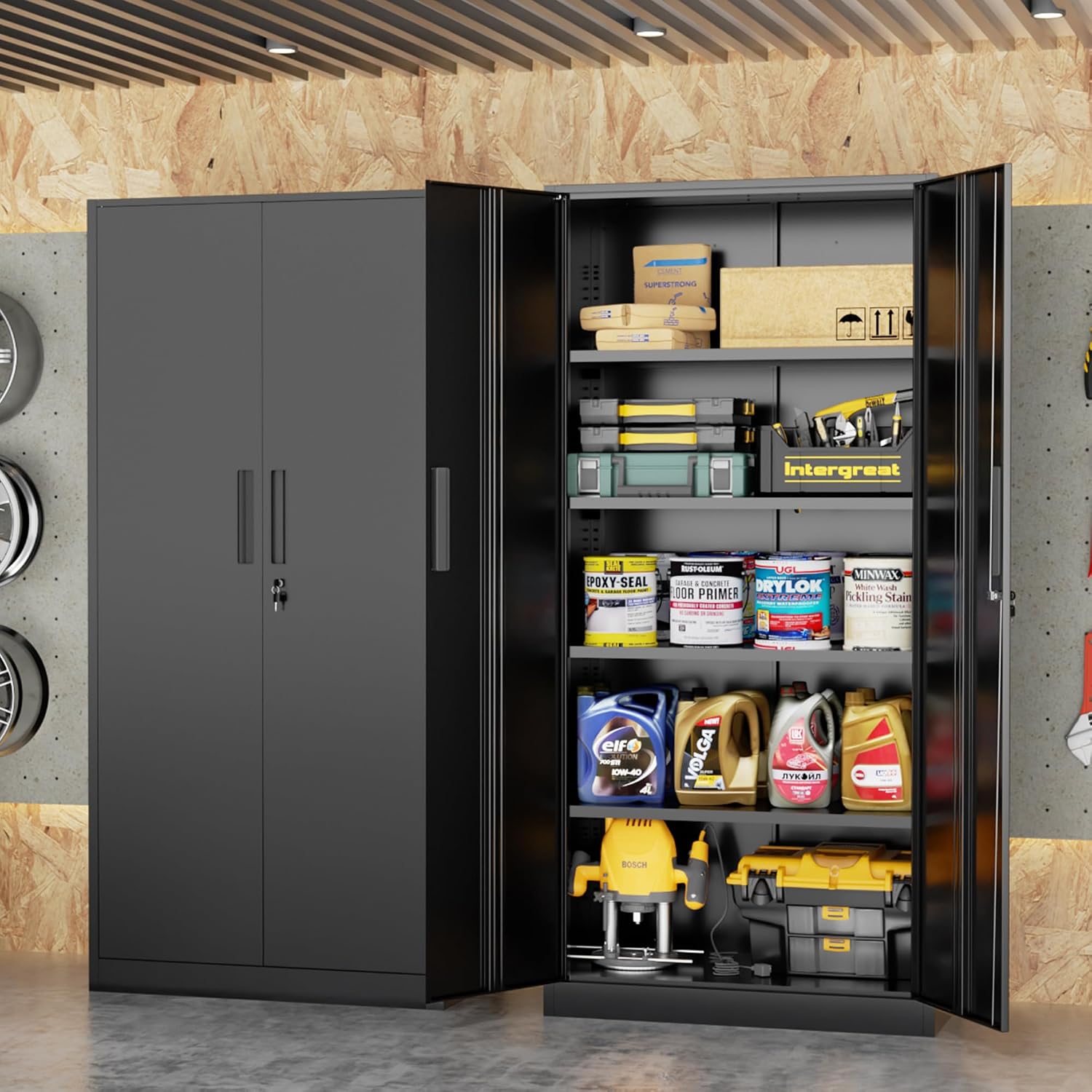 背の高い金属製収納キャビネットオーガナイザー、4つの調節可能 - Office Furniture Cabinets のレビューと価格