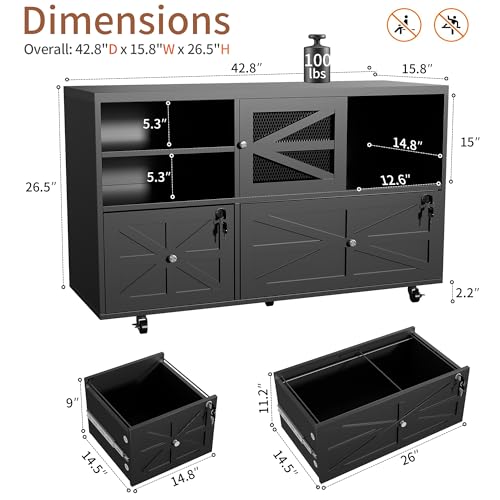 2段引き出し式ファームハウスファイルキャビネット（鍵付き）、 - File Cabinet Lateral のレビューと価格