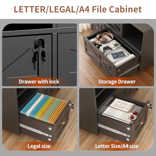 2段引き出し式ファームハウスファイルキャビネット（鍵付き）、 - File Cabinet Lateral のレビューと価格