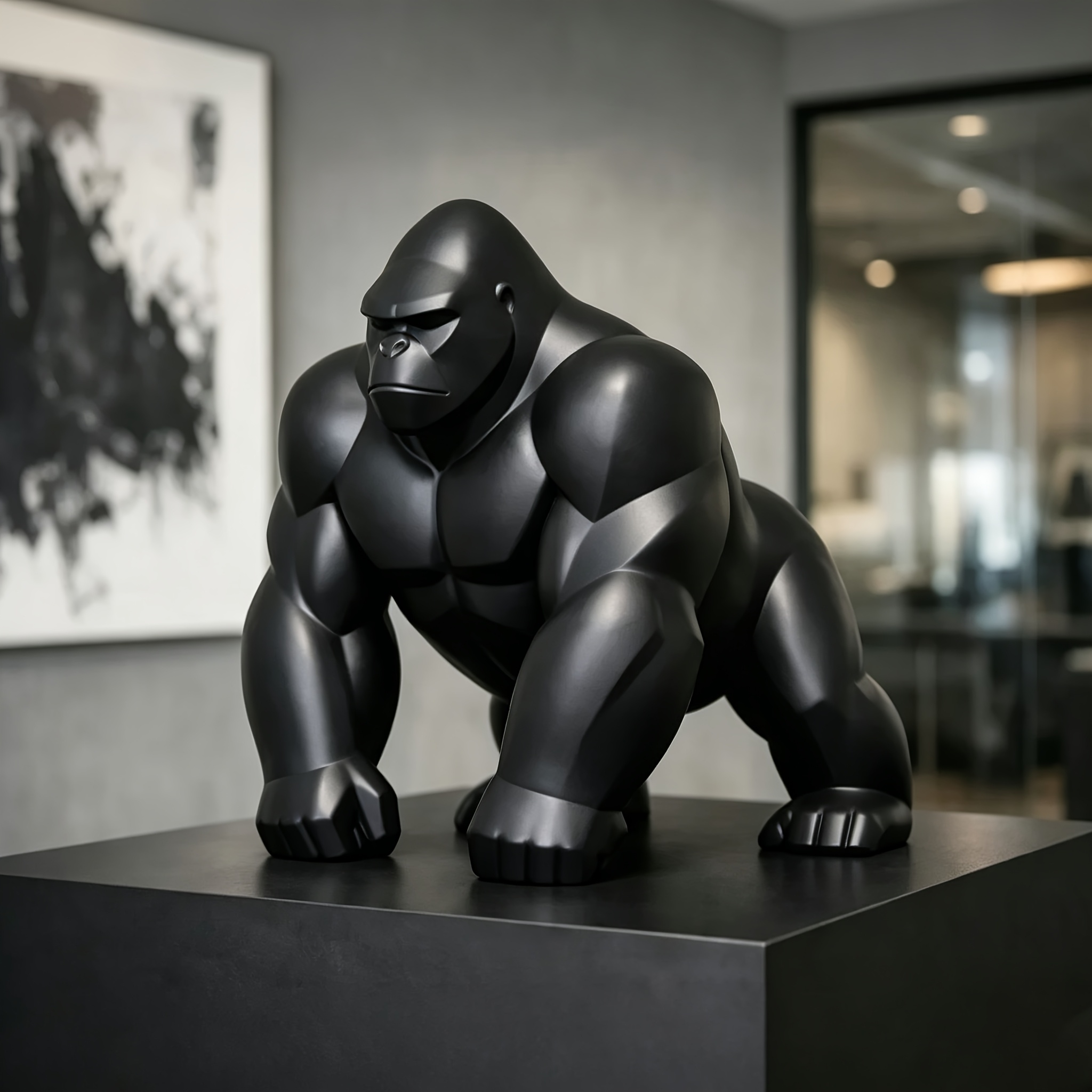 幾何学模様のゴリラフィギュア 3Dプリント ミニマリスト猿像 - Office Furniture Wholesale のレビューと価格