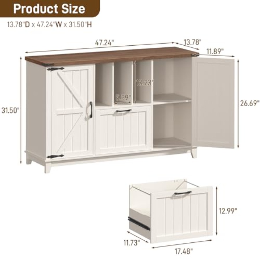 横型ファイルキャビネット、ラスティックホワイトのファームハウ - File Cabinet Lateral のレビューと価格