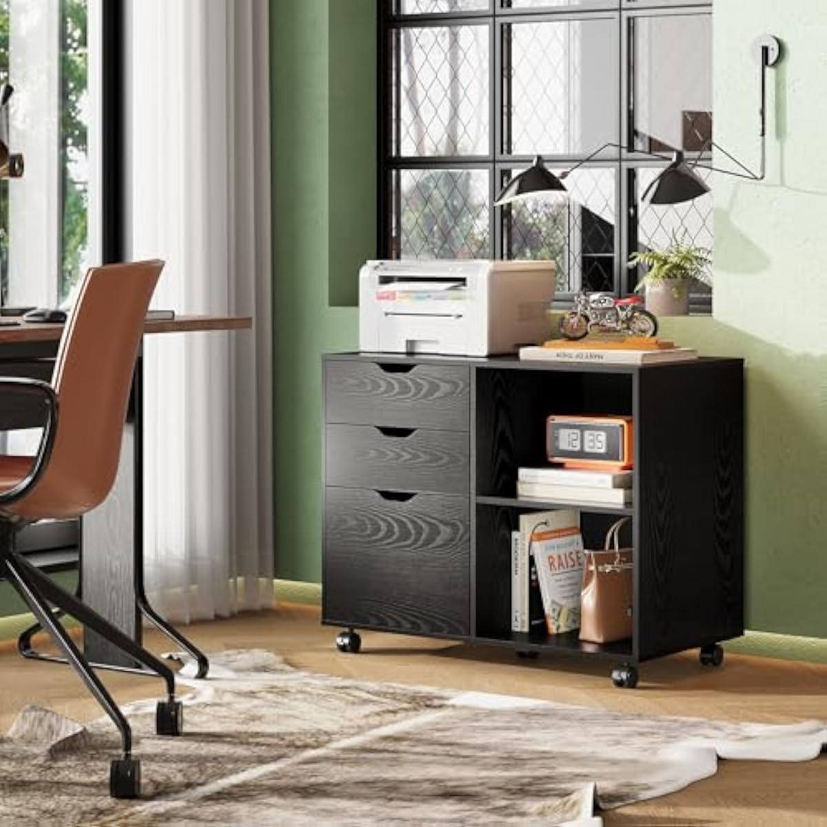 3段式横型ファイルキャビネット、オープンシェルフ、可動式キャ - File Cabinet Lateral のレビューと価格