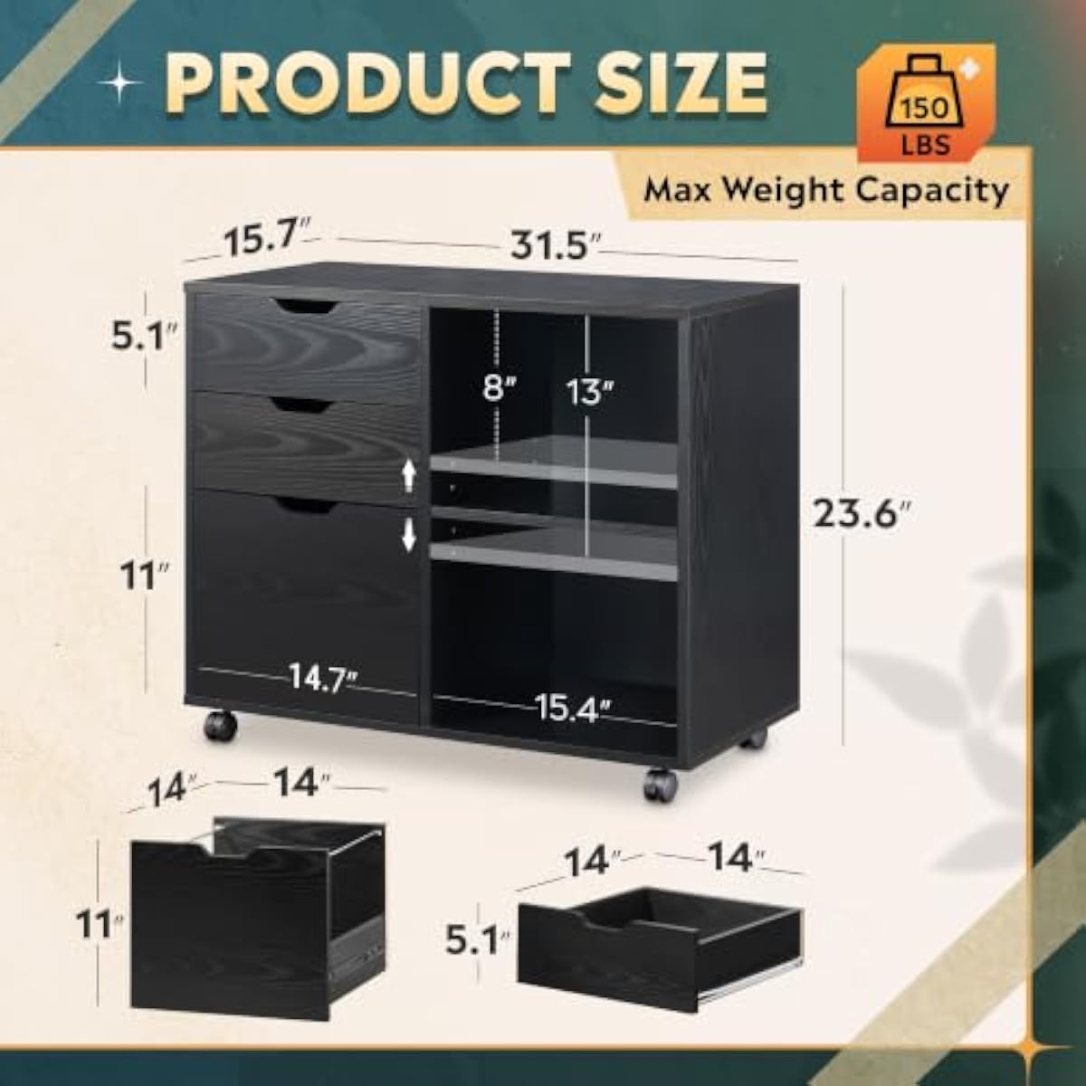 3段式横型ファイルキャビネット、オープンシェルフ、可動式キャ - File Cabinet Lateral のレビューと価格
