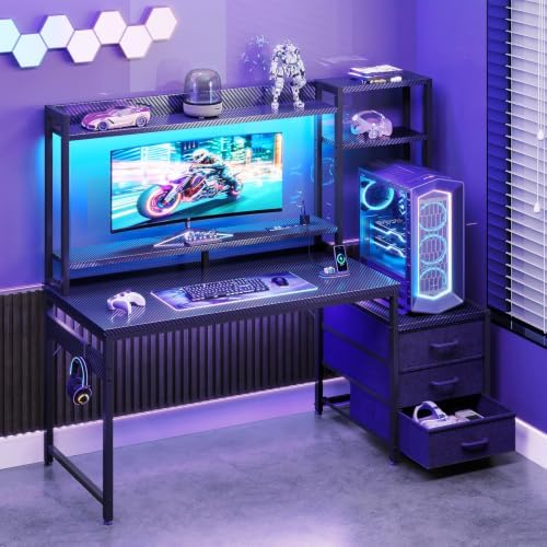 48インチゲーミングデスク（ハッチ付き、3つの布製引き出し） - Gaming Desk With Hutch のレビューと価格